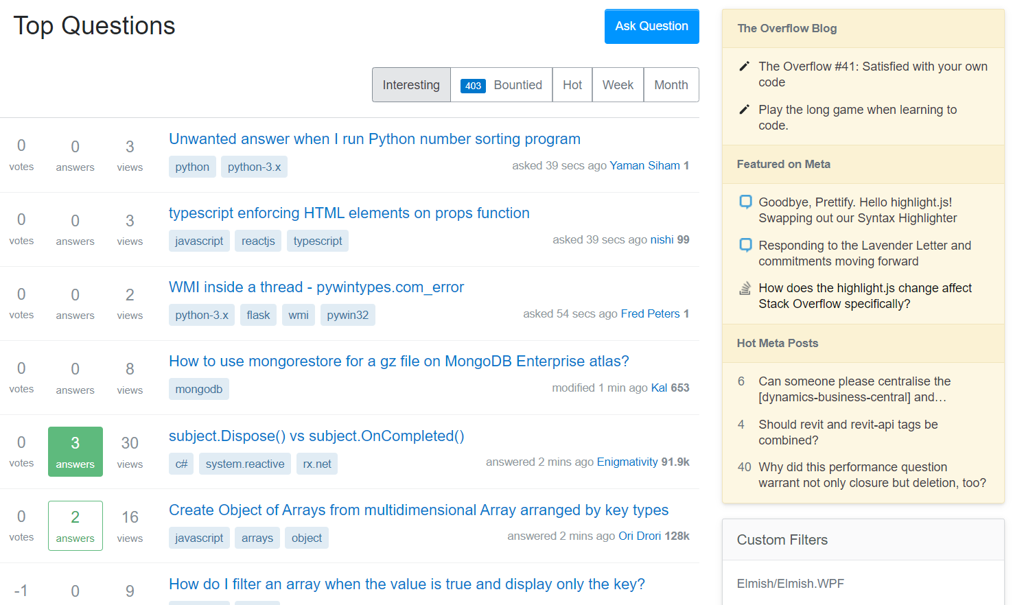 Default content on StackOverflow